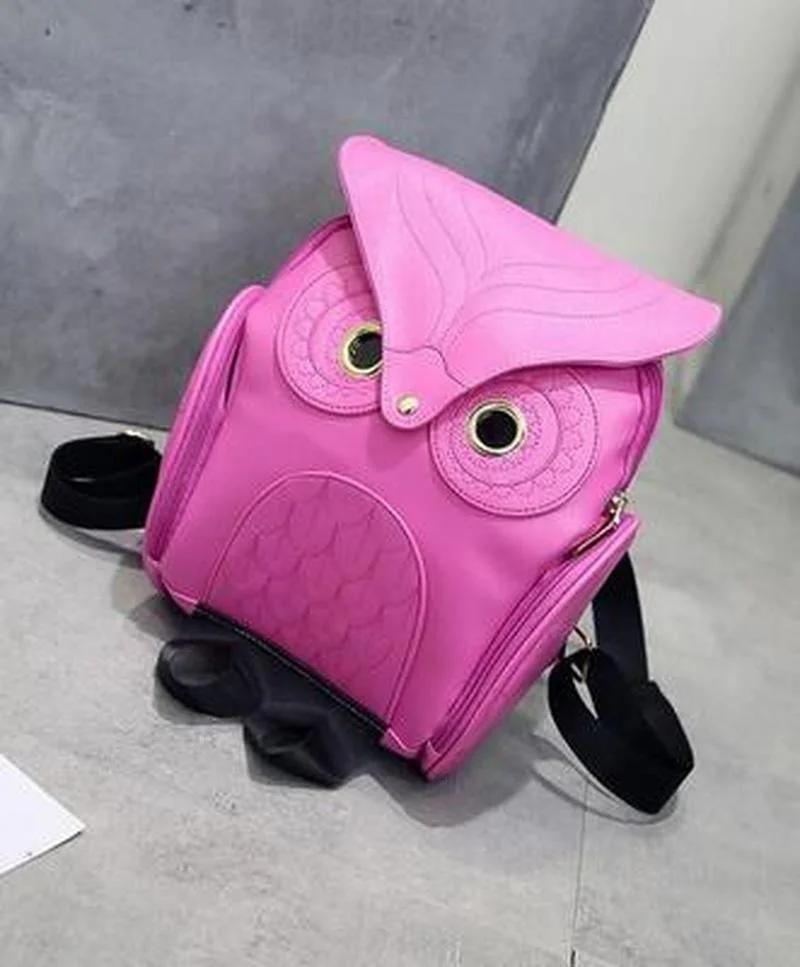 1 Pcs Owl Shape Embossed Shoulder Backpack Bags Satchel Travel Bag Fashion Womens' PU Casual