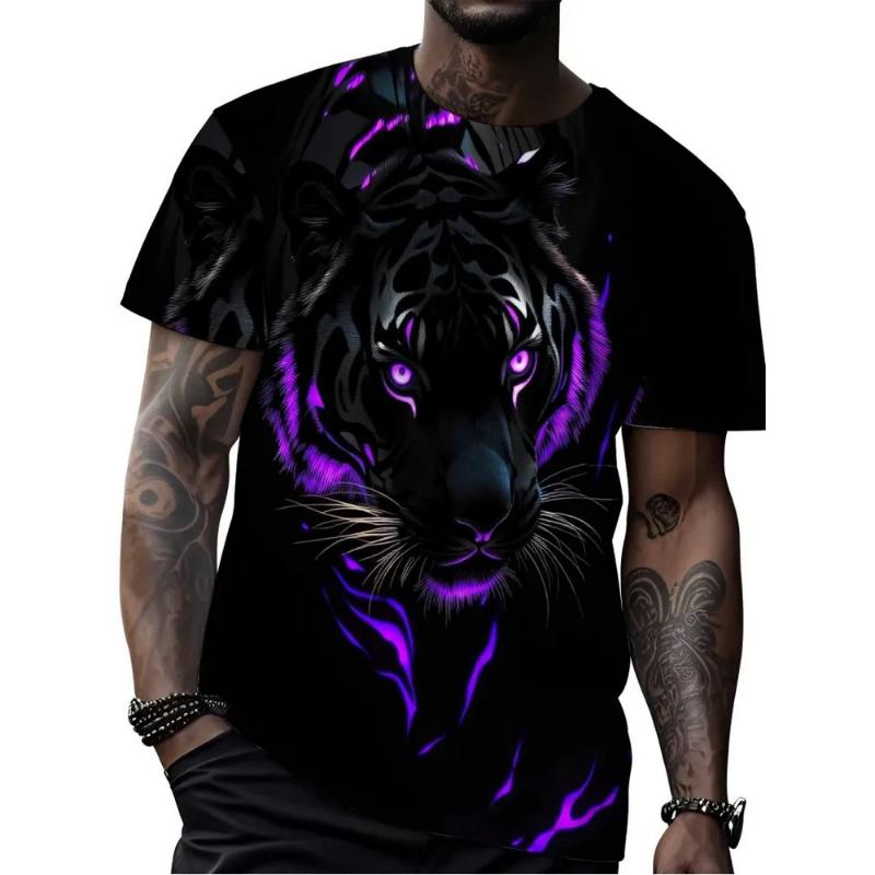 Fashion Men's Crew Neck Short Sleeve 3D Casual Color Printing Casual Short Sleeve Crew Neck T-Shirt