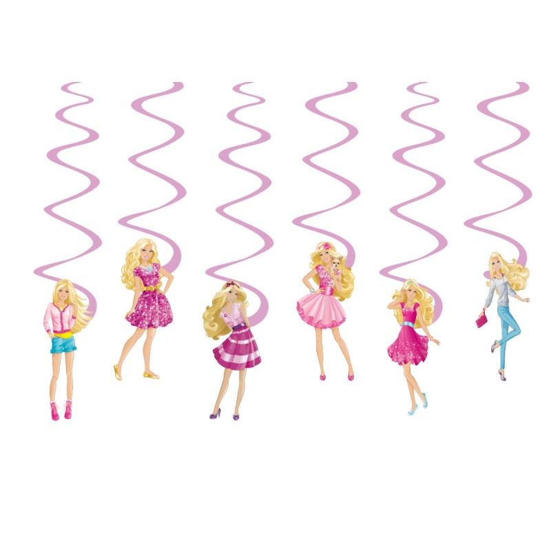 Barbie Docka Tema Lila Födelsedagsfest Dekorationsset Med Tecknade Flaggor, Latexballonger Och Tårttoppar