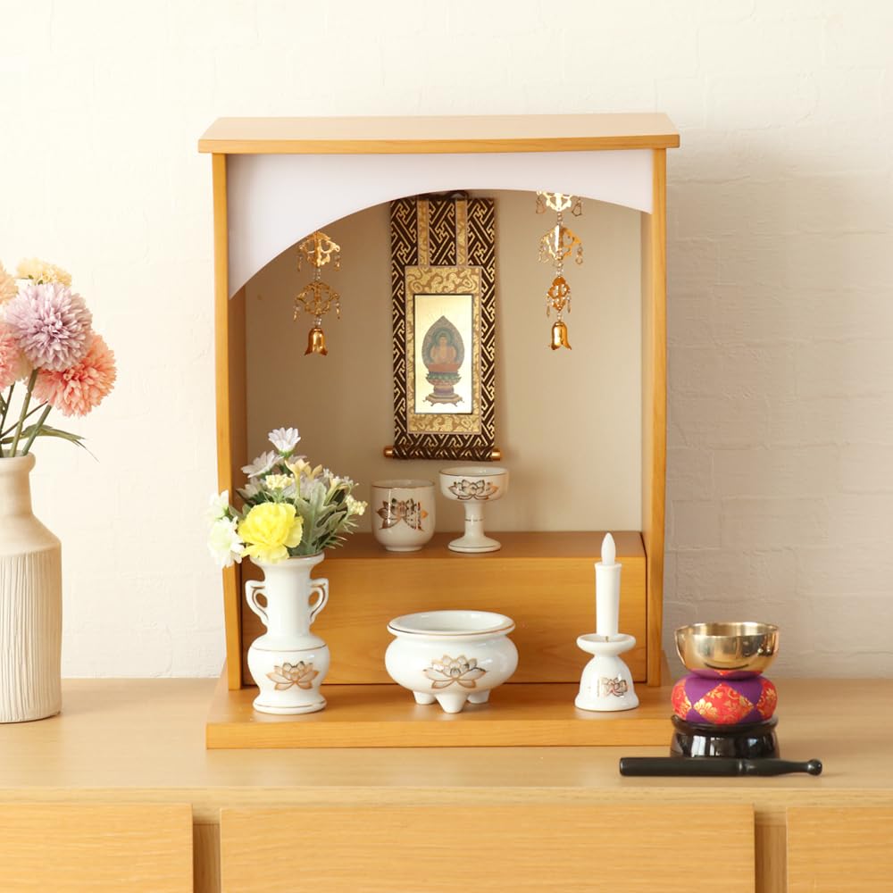 Mini Buddhist Altar "Silk" Light Color (No Buddhist Accessories)