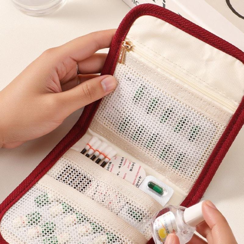 1pcs Mini First Aid Kit Bag Travel Makeup Organizer Multi-Purpose Large Capacity Storage Pouch for Medical Supplies & Cosmetics