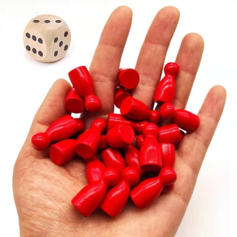 16Pcs Children'S Humanoid Wooden Puzzle Game Wooden Board Game Chess Pieces Humanoid Checkers Pieces Flying Chess