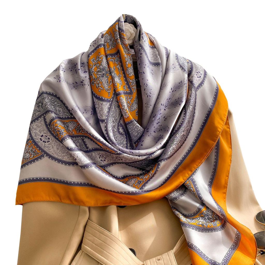High-quality Luxurious Silk Scarves Headband Scarfs Neck Scarf For Women Chain Silk Scarf Women's Decorative Shawl