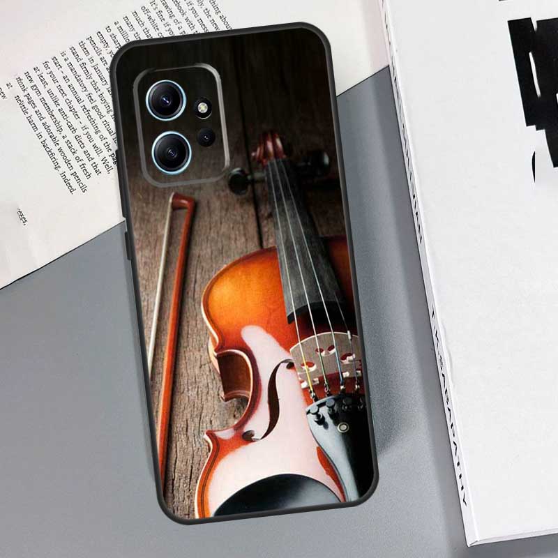 Elegant Violins Bow Sheet Music Case For Xiaomi Redmi Note 14 Pro 10 11 12 13 15 Pro Cover For Redmi 15 13C 12C 10C 14C 15C