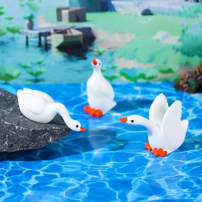 6 Pcs Mini Goose Figurine Tiny Resin Goose Statue Small Cute