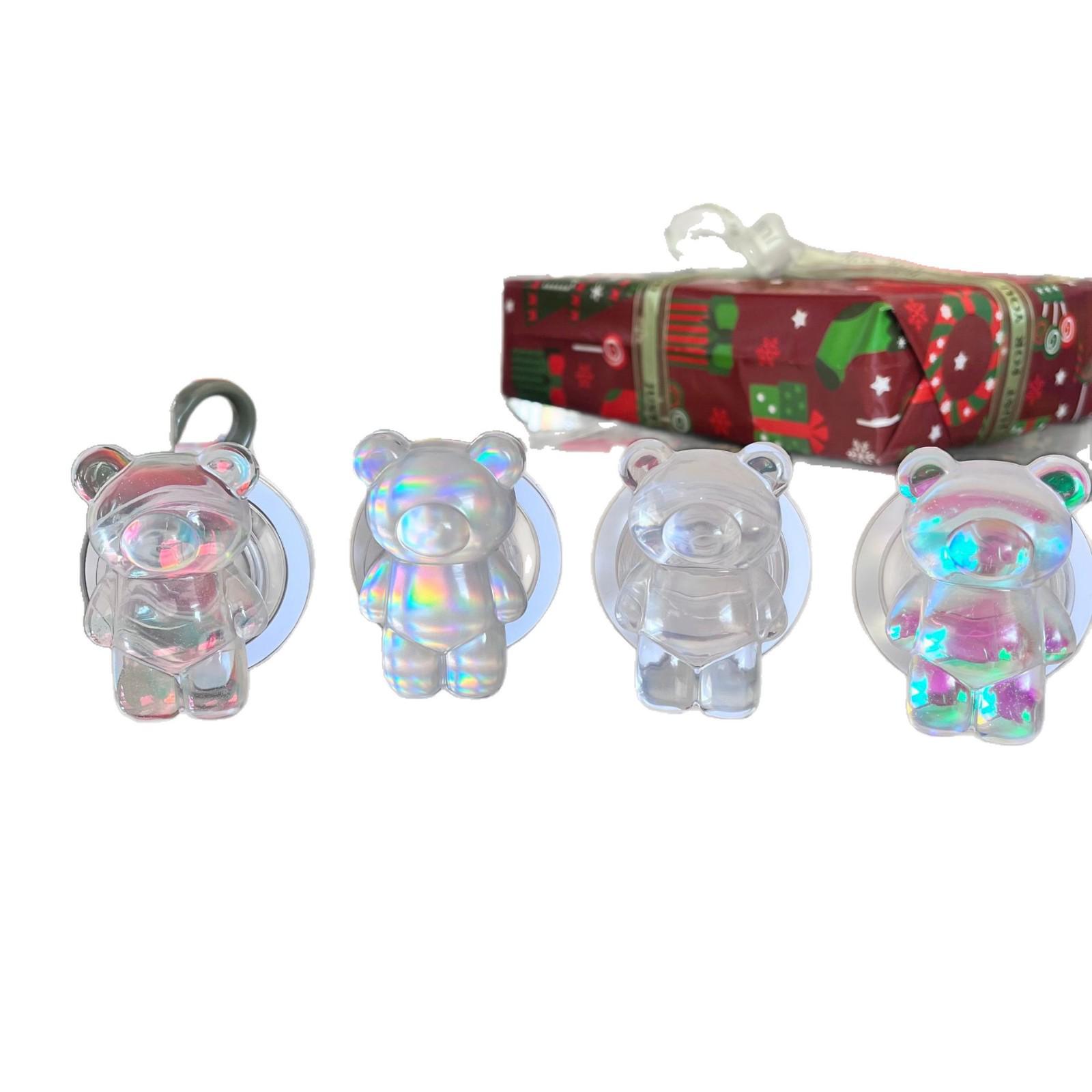 

Aurora Laser Little Bear Magnetic Phone Stand - Foldable, Telescopic, Cushion Support Transparent Stand - Clear Aurora
