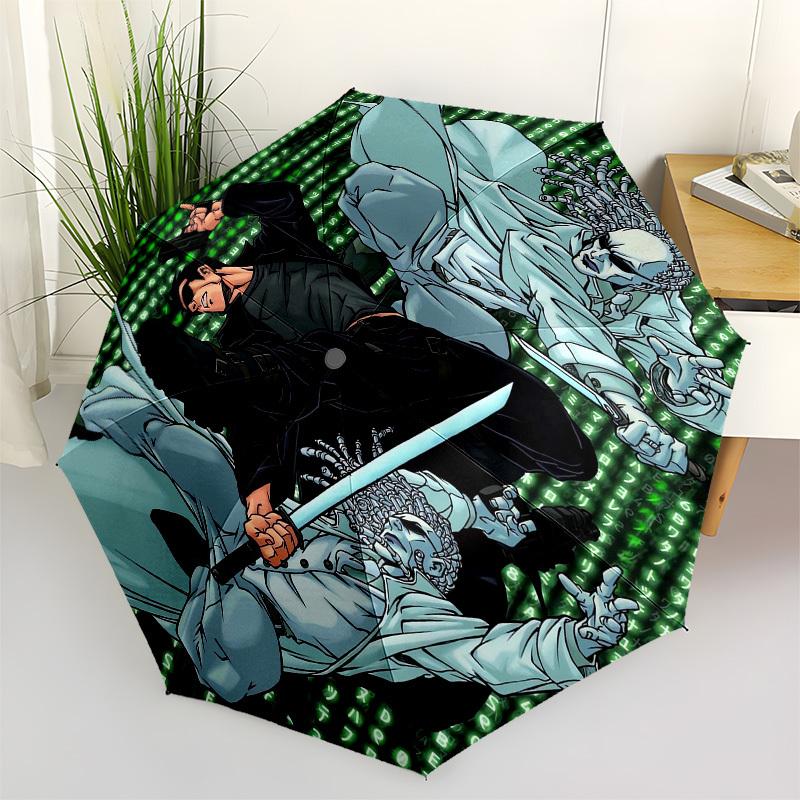 

1pc Cyberpunk Samurai Battle Umbrella with Plastic Handle,Suitable for All Seasons Travel Outdoor Multi-functional UmbrellaDCS234