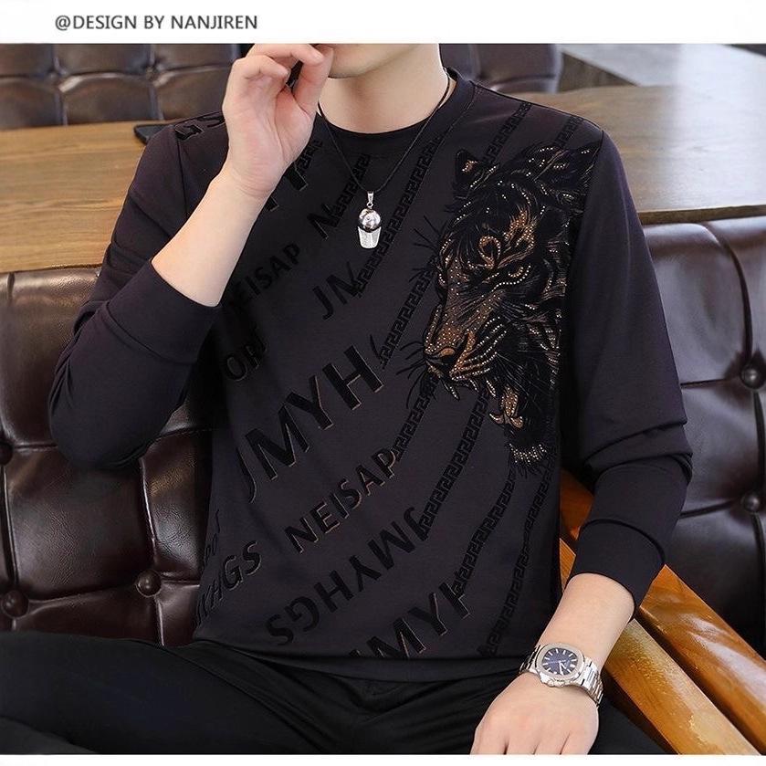 Men's Premium Velvet-Lined Round Neck Hoodie - Autumn/Winter Casual Long Sleeve Fashion