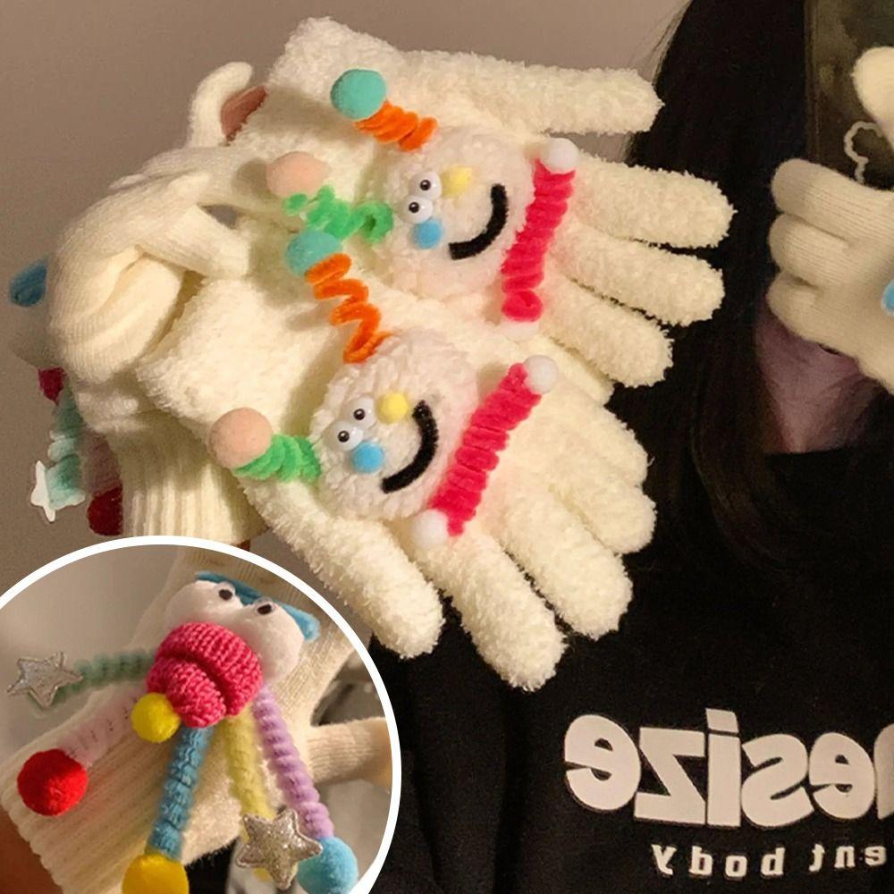 1Pair Soft Women's Gloves Cute Funny Cycling Cold Protection Gloves Warm Knitted Gloves