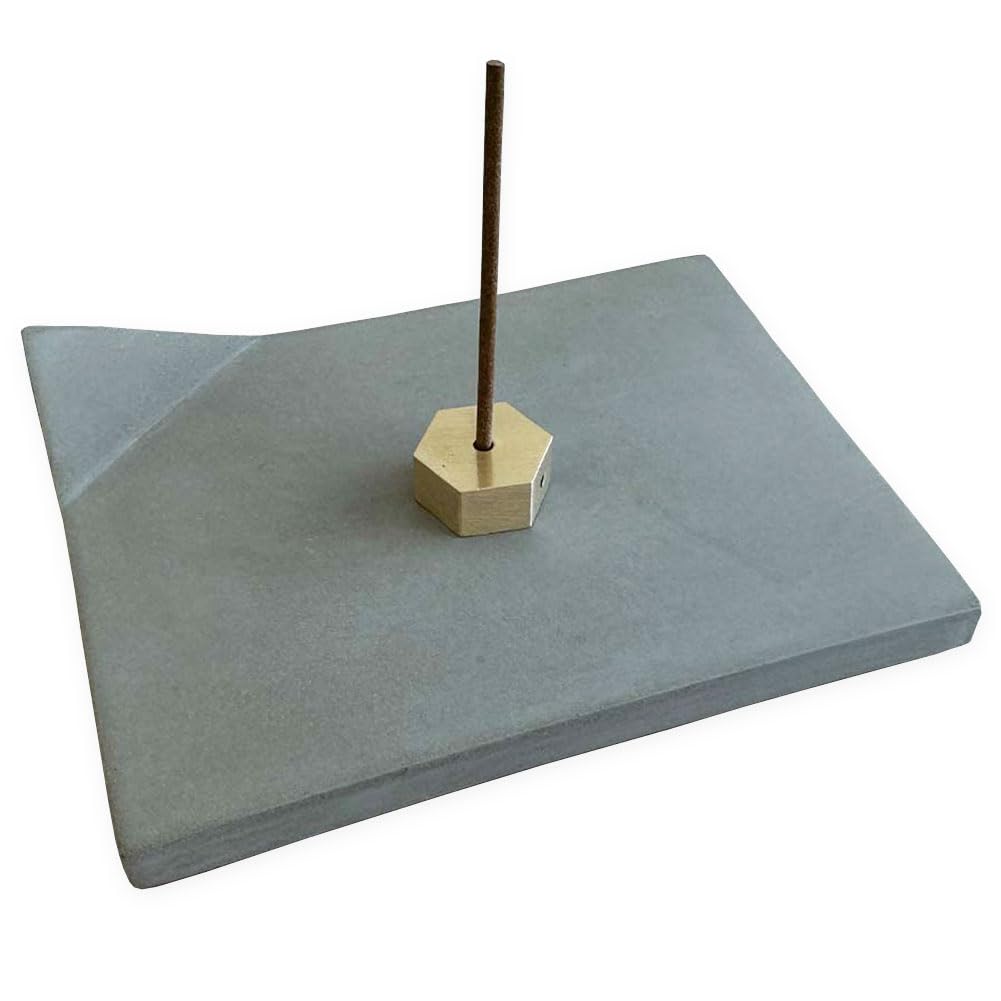 

Incense Holder, Cement Palo Santo, Tray, Brass, Stylish, Cute, Nordic, Simple, Unique, Korean, Gray, with Saucer (Hexagonal Incense Holder Type)