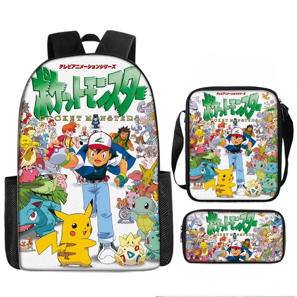 Elementary School Backpack Set 3-Piece Large Capacity Fashion Oxford Cloth Shoulder Bag