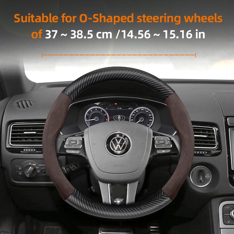 AABGI1 Suitable for Volkswagen Suede Matte Carbon Fiber Texture Steering Wheel Cover Suitable for Polo Golf 5 6 7 up Gol Volante Scirocco Passat