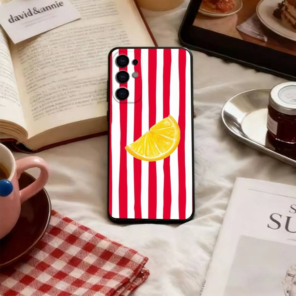 

Lemon Cool Stripe Pattern Phone Case For Samsung S25,S24,S21,S22,S23,S30,Ultra,S20,Plus,Fe,Soft Silicone Black Cover Samsung S21fe