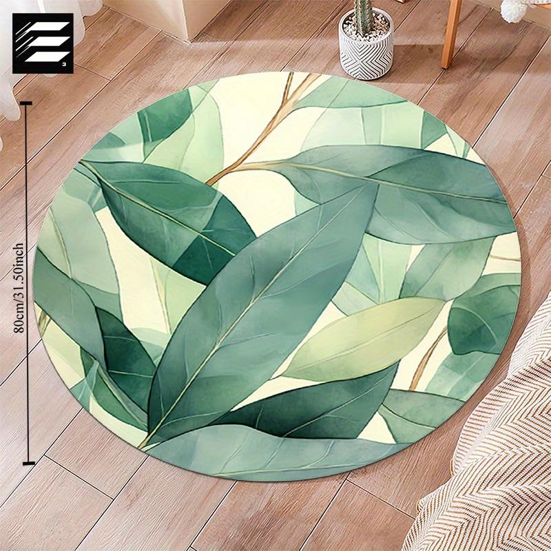 Round Willow Leaf Pattern Floor Mat - Non-Slip, Durable, Soft & Comfortable, Machine Washable, Lightweight, Ideal for Bathroom,