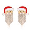 1 Pair Sparkling Shiny Rhinestone Stud Earrings Cute Santa Claus Dangle Earring  for Women