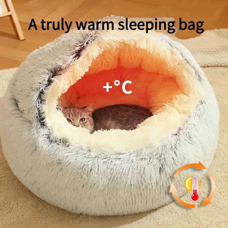1 Stück Katzennest Winter warm kaltes Nest kleiner Hund Hundeschale Winter halbgeschlossen Herbstmatte warme Katze Bett