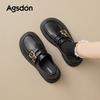 Black New Autumn Soft-soled British-style Small Leather Shoes