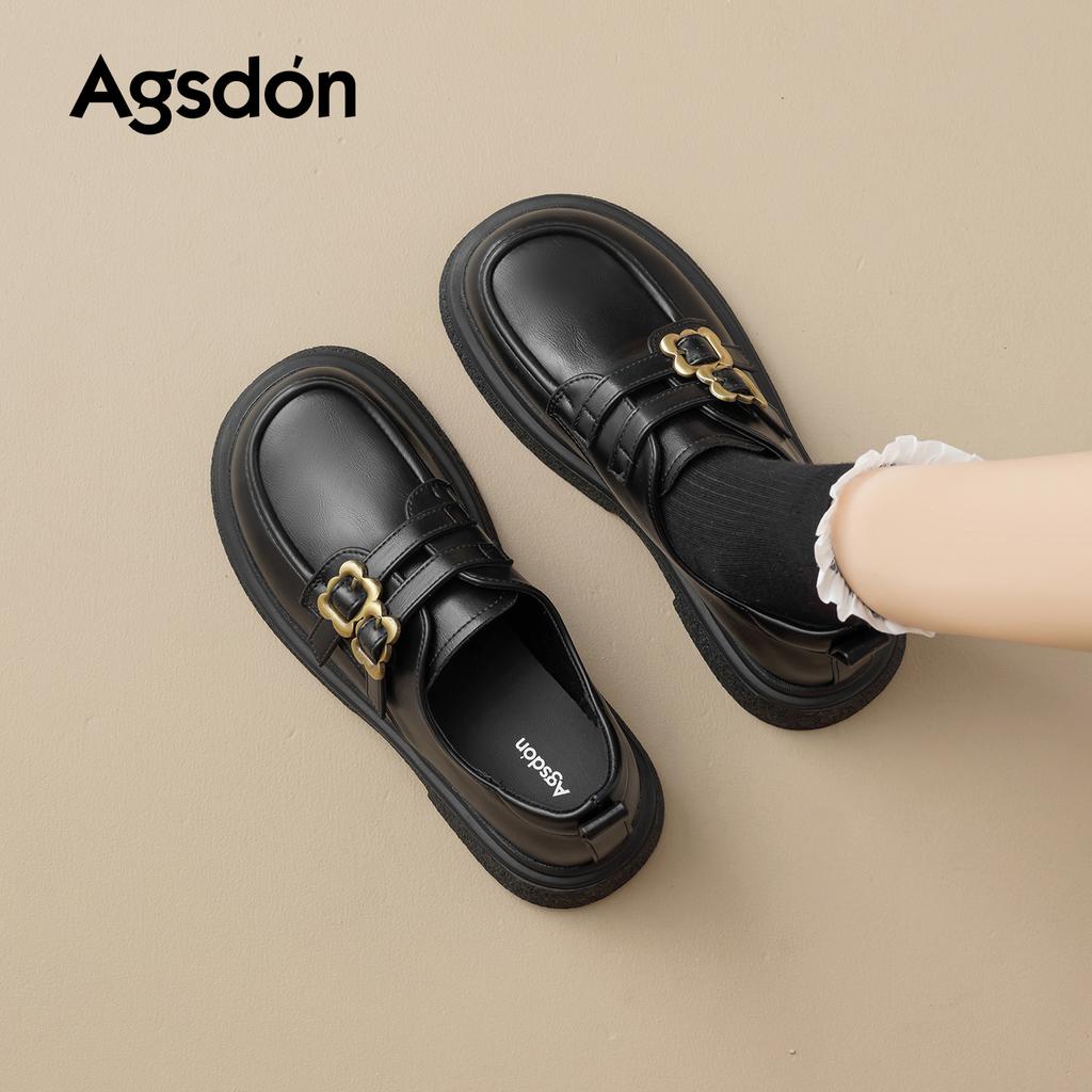 Black New Autumn Soft-soled British-style Small Leather Shoes