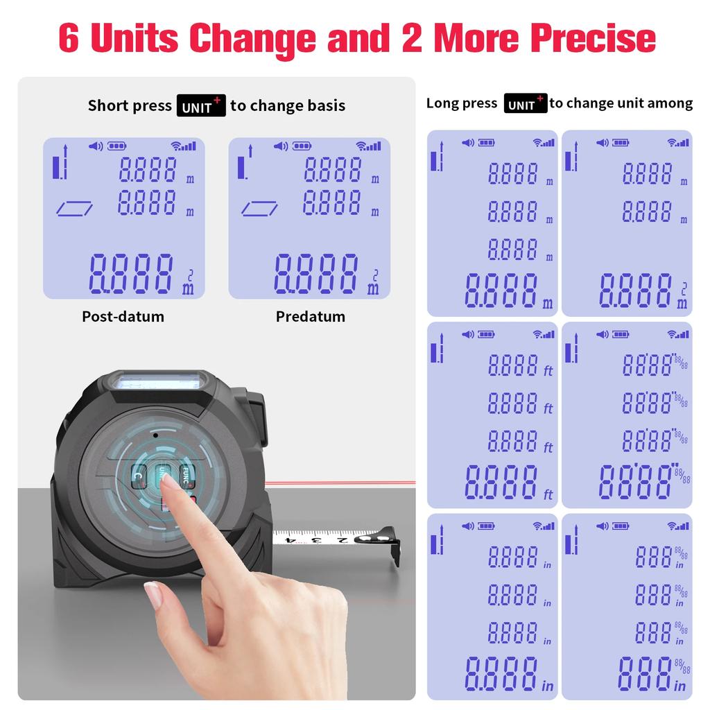 40 meter digital intelligent tape measure three in one infrared rangefinder cross projection laser tape measure