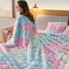 Light Luxury Imitation Rabbit Fleece Blanket Tie-dye Bubble Fleece Double-layer Warm Soft Living Room Bedroom Sofa Blanket