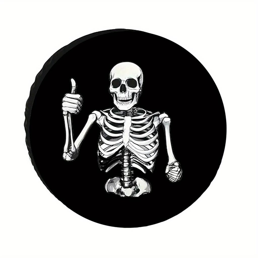 Skull Pattern Tire Cover, Windproof And Dustproof, Stylish With Various Designs And Sizes, Made Of Polyester Fiber, Suitable For