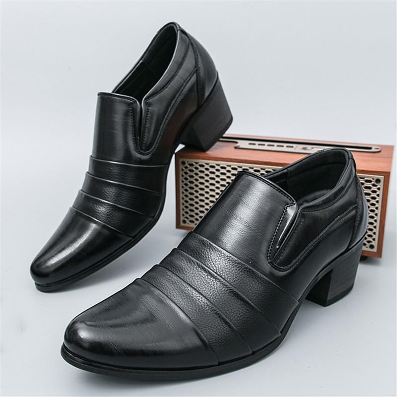 Designer Men's Dress High Heel British Elevator Business Shoes Wedding Party Male Loafter Footwear Increasing Loafers