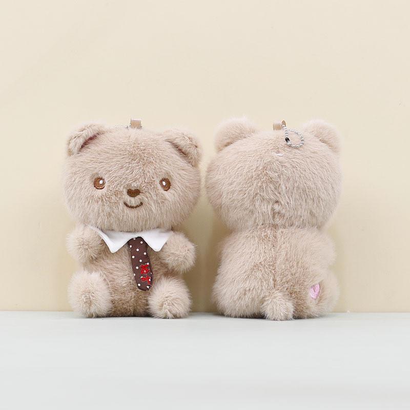 Bear Tie Plush Stuffed Animal With Soft Pp Cotton For Gift For Keychain Teens