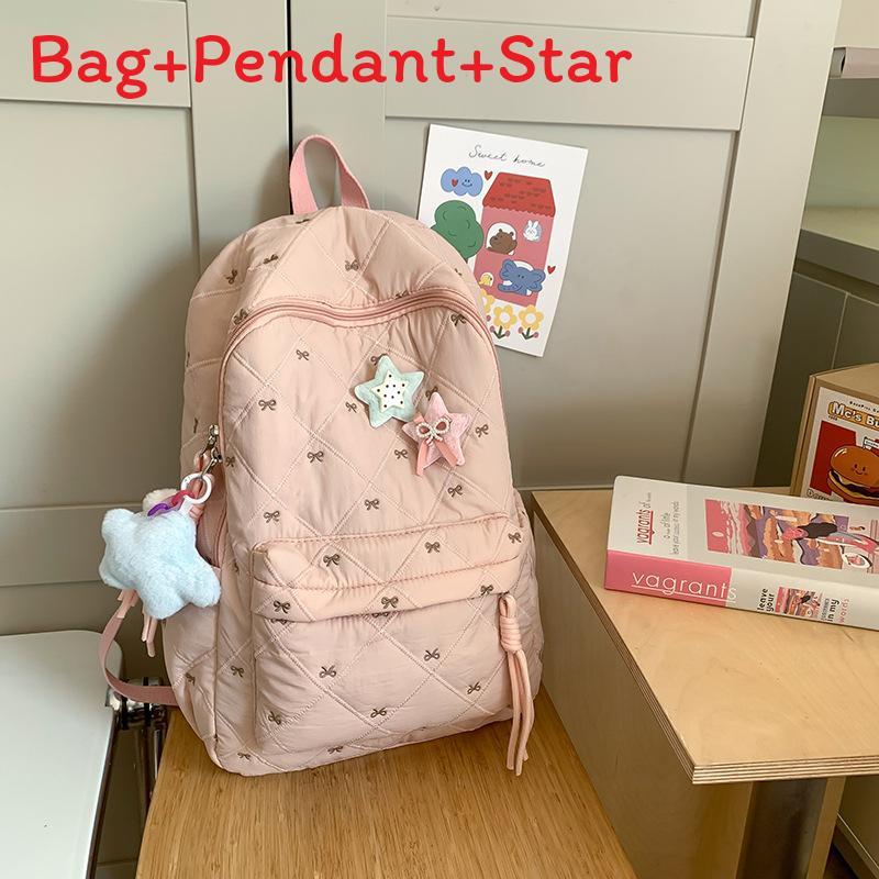 Embroidered Backpack For Girls With Waterresistant Nylon Material For Casual Travel
