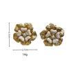 Elegant French 3D Drip Oil Relief Five-Petal Flower Stud Earrings