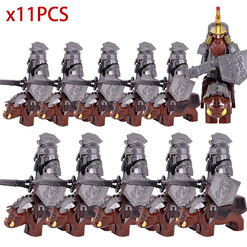 Mittelalterlicher Herr Ritter Zwergenführer Krieger Militärsoldat Figuren Reittier Ziege Schweine & Pferd Figur Baustein Spielzeug für Kinder