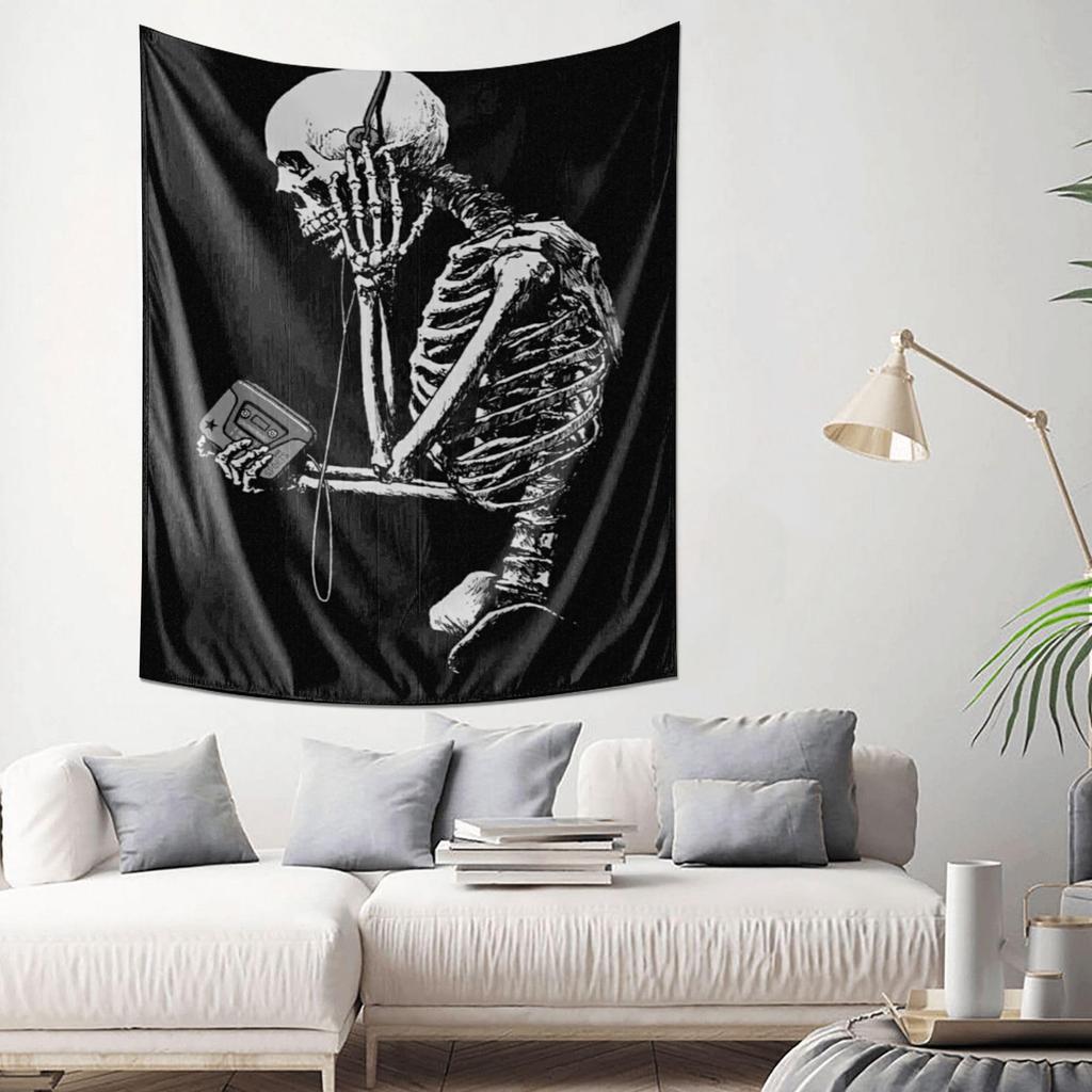 Black and White Skull Pattern Tapestry Modern Art Wall Hanging Decoration