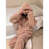 Korean Version of Sweet Girl Print Hooded Coral Fleece Pajamas Women's Autumn and Winter New Thickened Warm Loungewear Spot