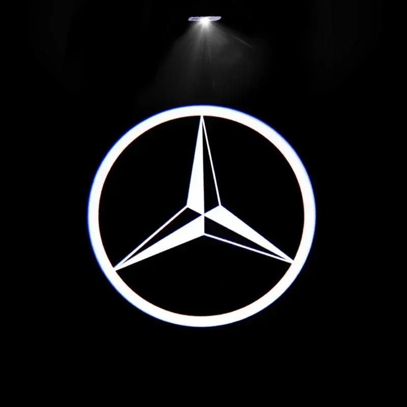 Emblems Set Of 2 High Laser Car Door Logo Projector Welcome Light Super Clear Projection LED Courtesy Lamp For Mercedes-Benz PQRST1