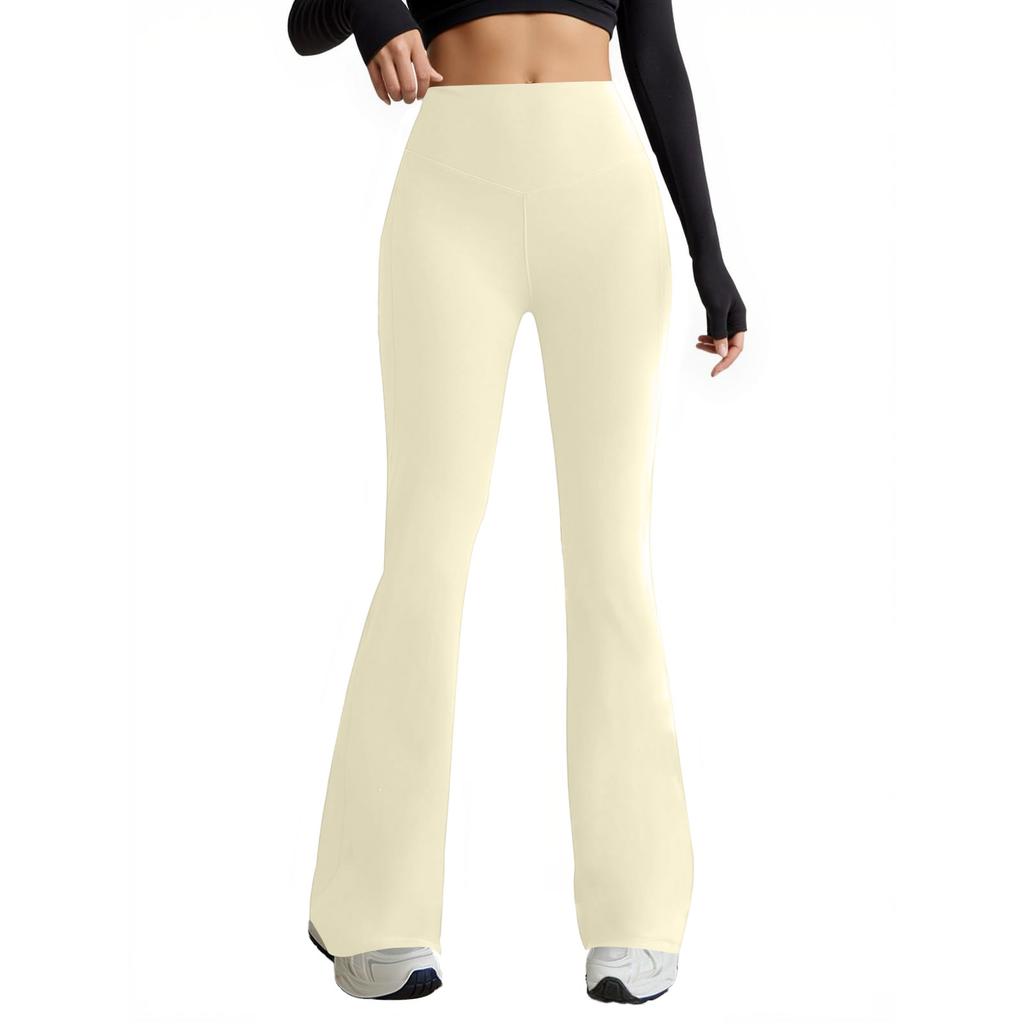 Damen Yoga-Hose mit hoher Taille und weitem Bein mit Taschen