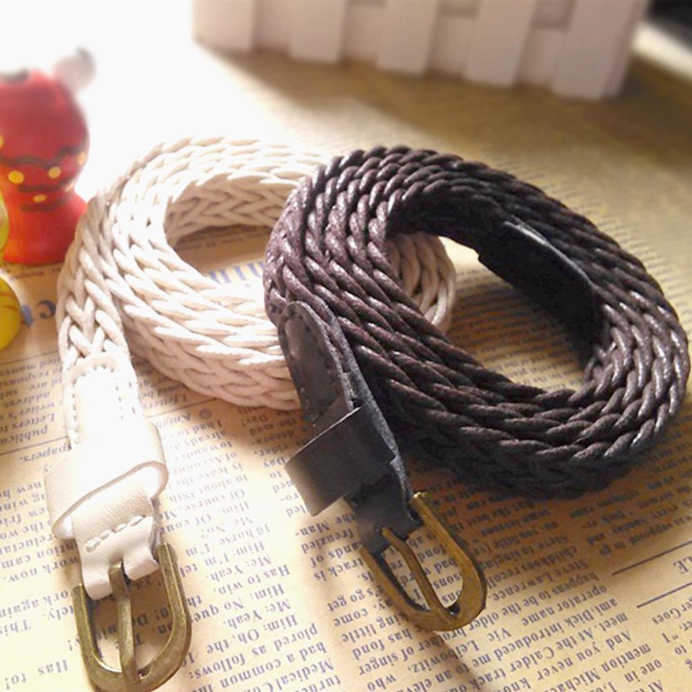 Women Retro Bohemia Woven Belts Female Classic Slender Braided Thin Belt Ladies Thin Braid Waist Belt for Dress
