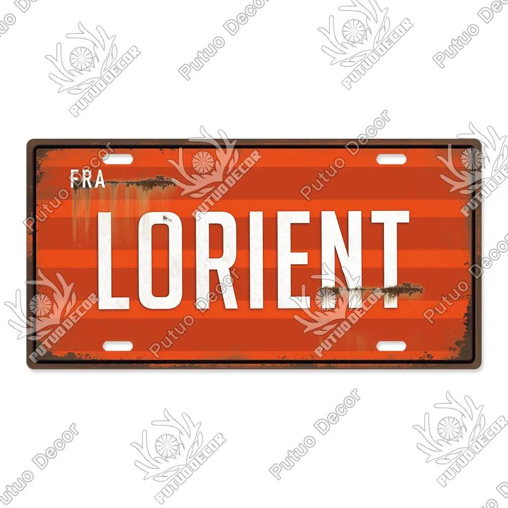 Putuo Decor French City Metal Sign Licenses Plate Plaque Metal Vintage Tin Sign Decor Bar Pub Man Cave Club Decoration