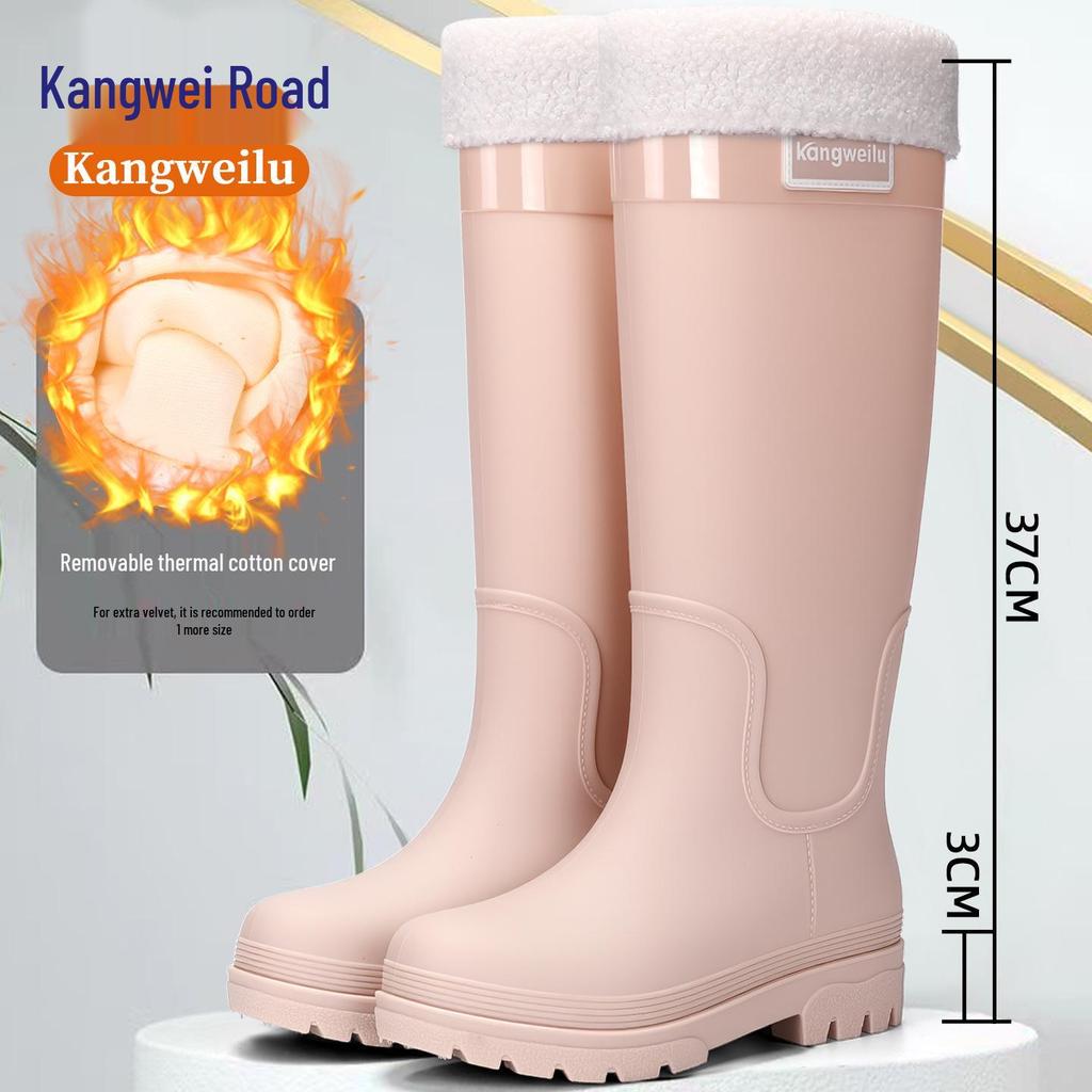 Bottes de pluie imperméables doublées polaire pour femme - Antidérapantes, à semelles épaisses, idéales pour la randonnée en forêt tropicale