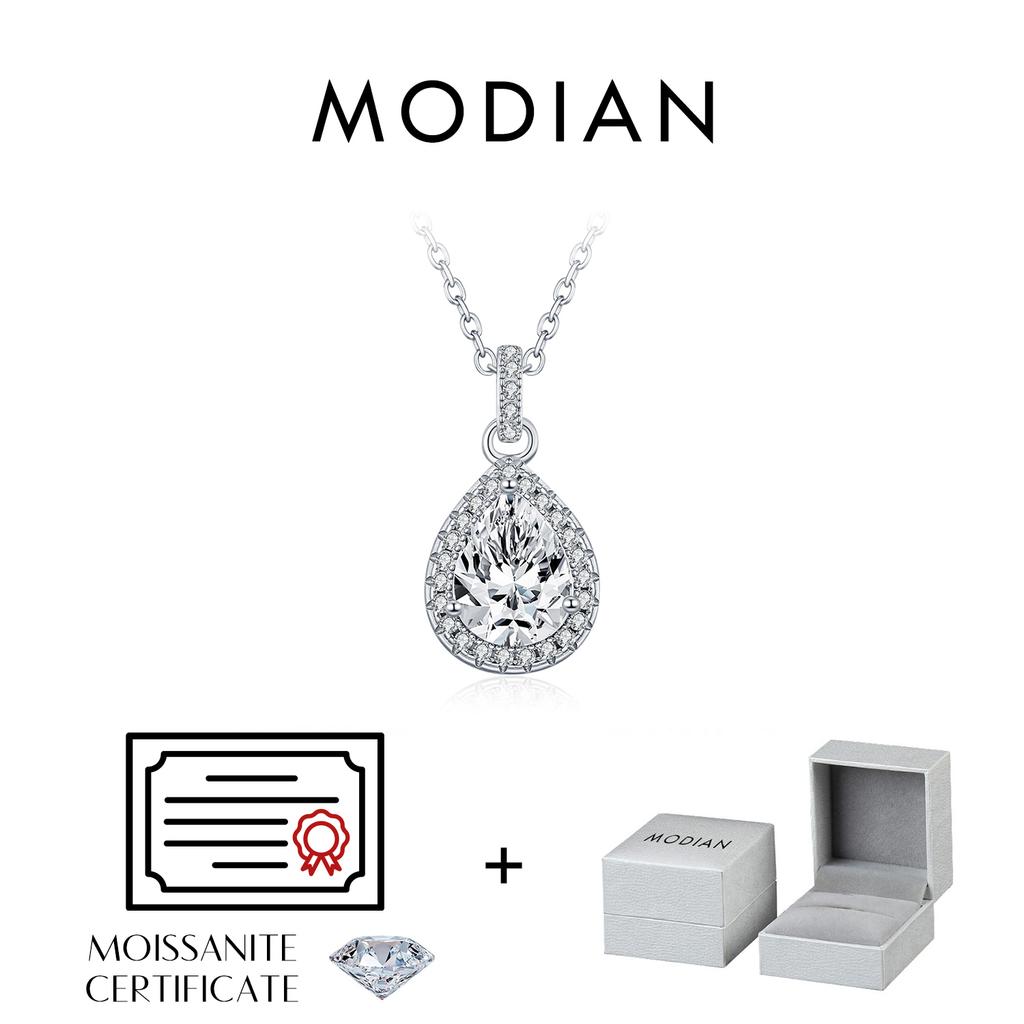 MODIAN 1.2CT Water Drop Moissanite Wedding Necklaces 925 Silver Exquisite Pendant Necklace For Women Statement Jewelry