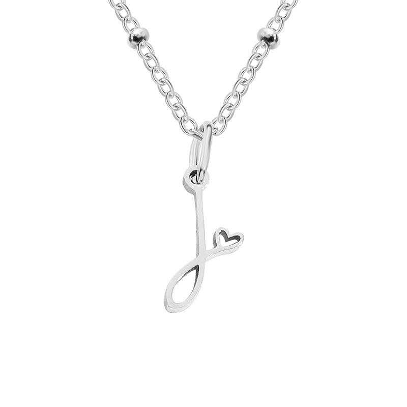 Gold-Plated European  American Alphabet Pendant Necklace with Beaded Chain - 26 Stainless Steel Letter Options