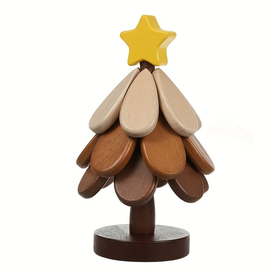 Wooden Christmas Tree CoasterCreative Tree Shape Heat Resistant MatWooden Table Runway for Kitchen and Dining Room