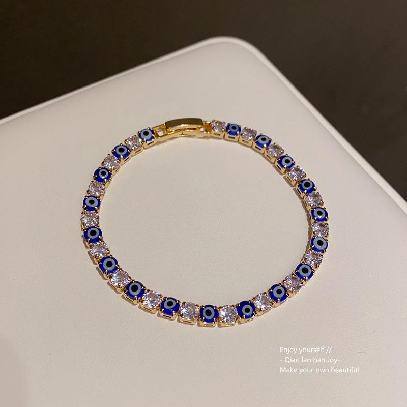 

Sweet Luxury Devil S Eye Zircon Geometric Buckle Bracelet For Women Jewelry Accessories Gifts синій