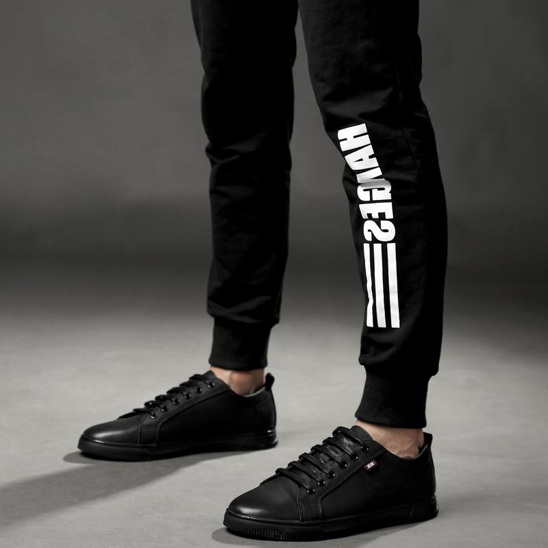 Pánská ležérní obuv Luxusní černé kožené baleríny Pánské módní tenisky Značková obuv Pánská Ručně vyráběná Skateboardová Volnočasová obuv