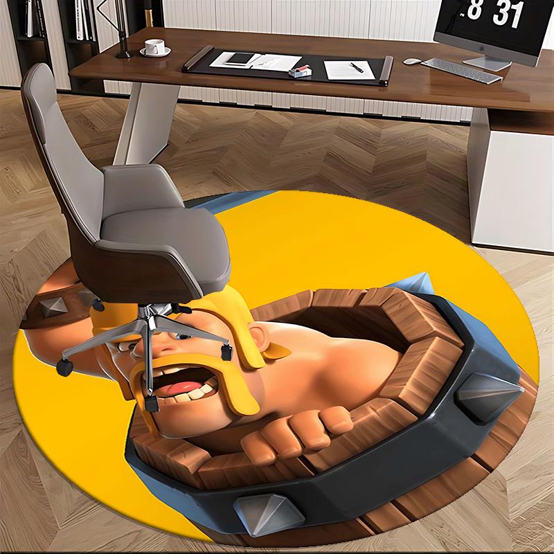 Clash Royale,Barbarian King Chair Mat Round Rug Office Carpet, Non Slip, Suitable for Living Rooms, Bedrooms Decor.1205007a