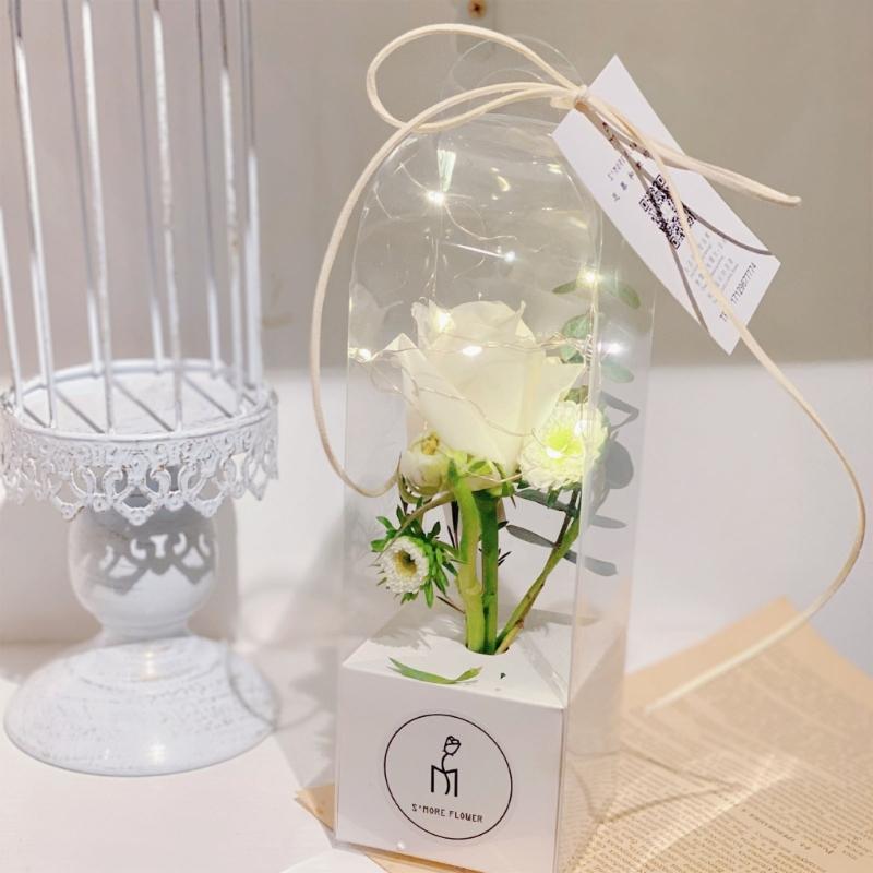 Clear Bouquet Bags Elegant Flower Packaging Boxes Single Rose Flower Box For Florist Retail And Special Event