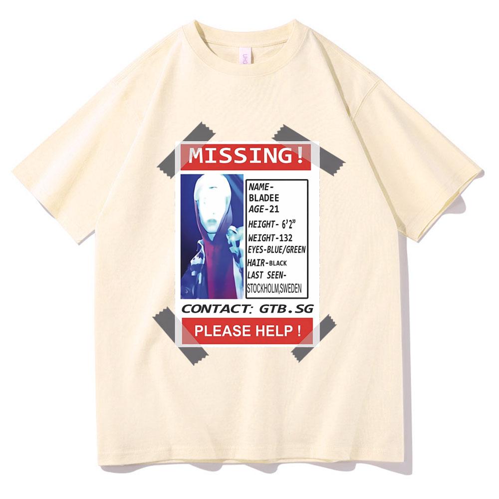 Missing Poster Bladee Drain Gang Ecco2k Graphic Print Tshirt Unisex Women Hip Hop Oversized Tshirt Unisexs Fashion Streetwear Tees