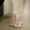 Damen Frühling Sommer Mary Jane Schuhe Ballerinas Atmungsaktives Mesh Stickerei Flats Süße Schleife Weibliche Tägliche Gehsandalen