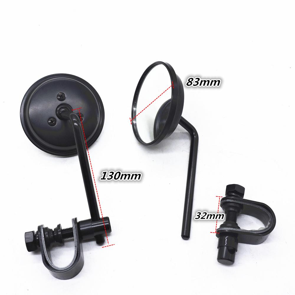 1Pair 22-25mm Motorcycle Handlebar Rear View Mirrors Round Convex Clip-On Retro for Harley Honda Chopper Cruiser Cafe