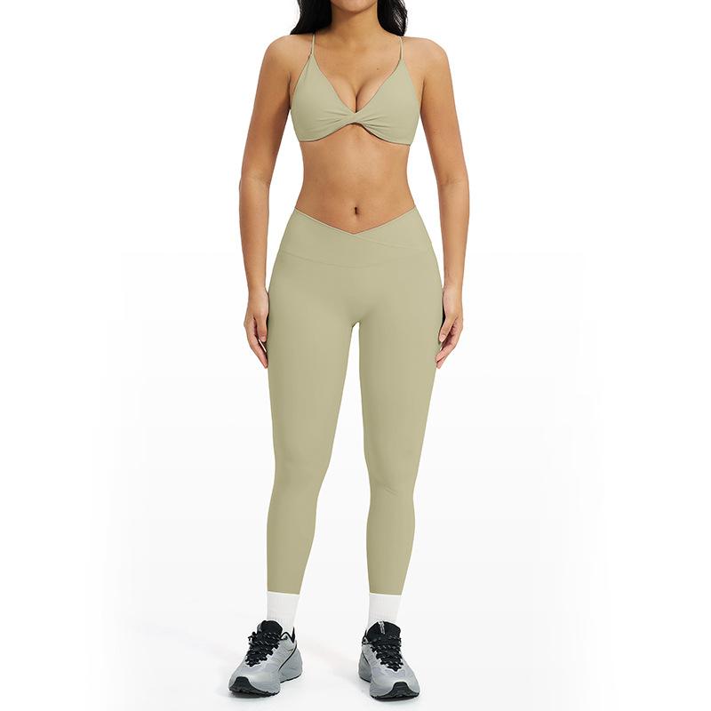 JYL Nylon Spandex Brushed Yoga Set Tight Outdoor Running Outfit S поле серого