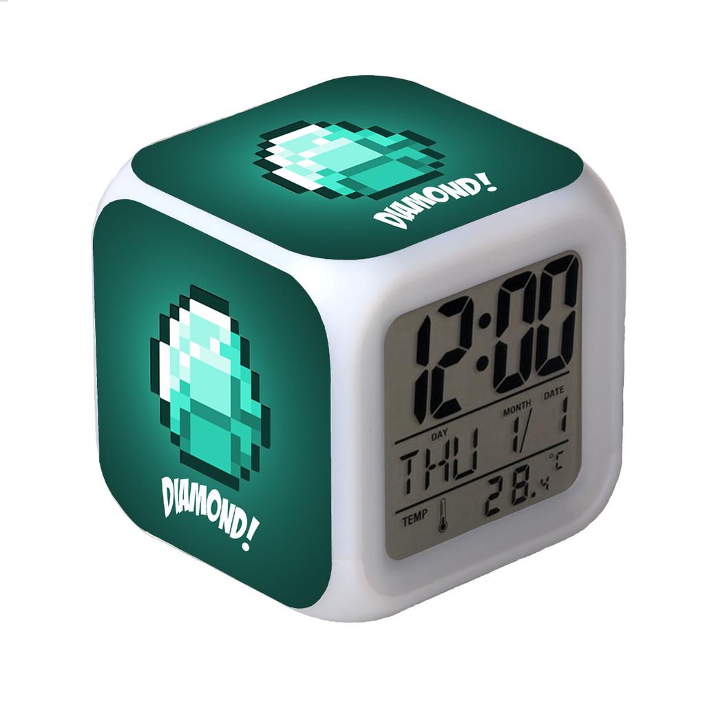 Minecraft Alarm Clock Led Night Light Colourful Changing Desktop Decoration