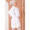 Women's Buttoned and Tied Frilly Hijab Tunic